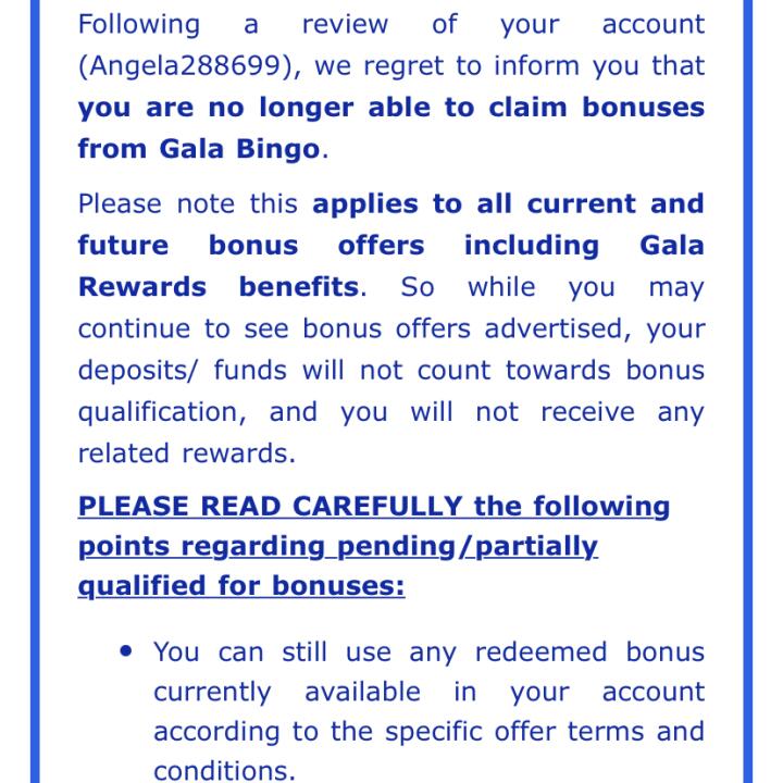 Gala Bingo 1 star review on 5th October 2021