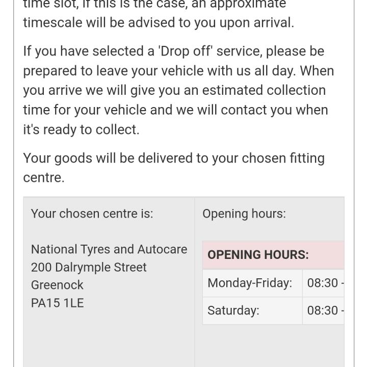 National Tyres and Autocare 1 star review on 23rd March 2023