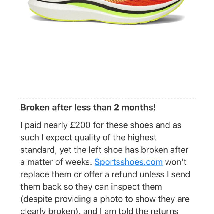 Sportsshoes 1 star review on 27th May 2022