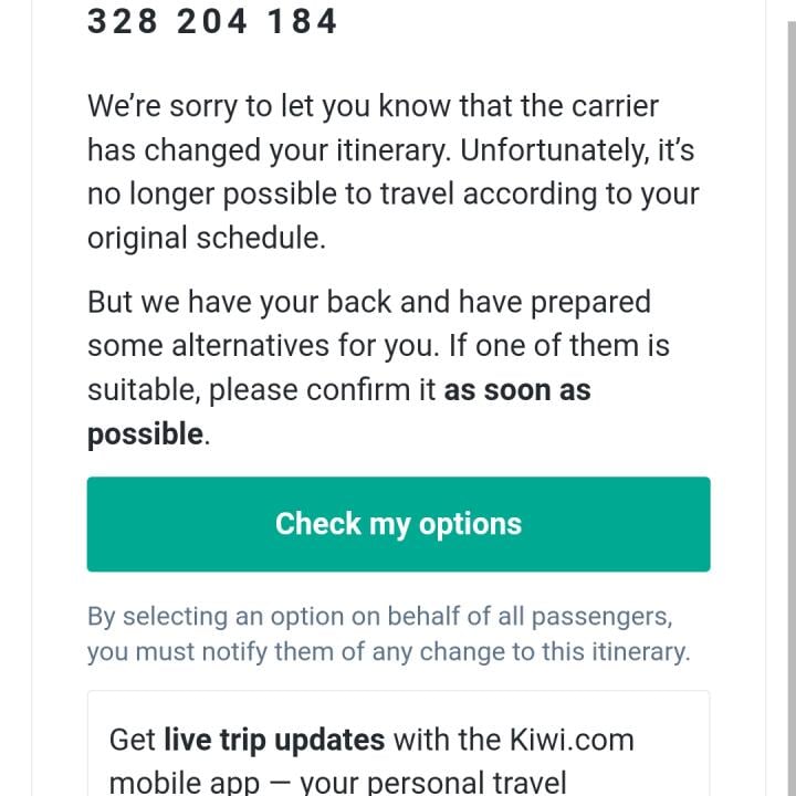 Kiwi.com 1 star review on 6th November 2023