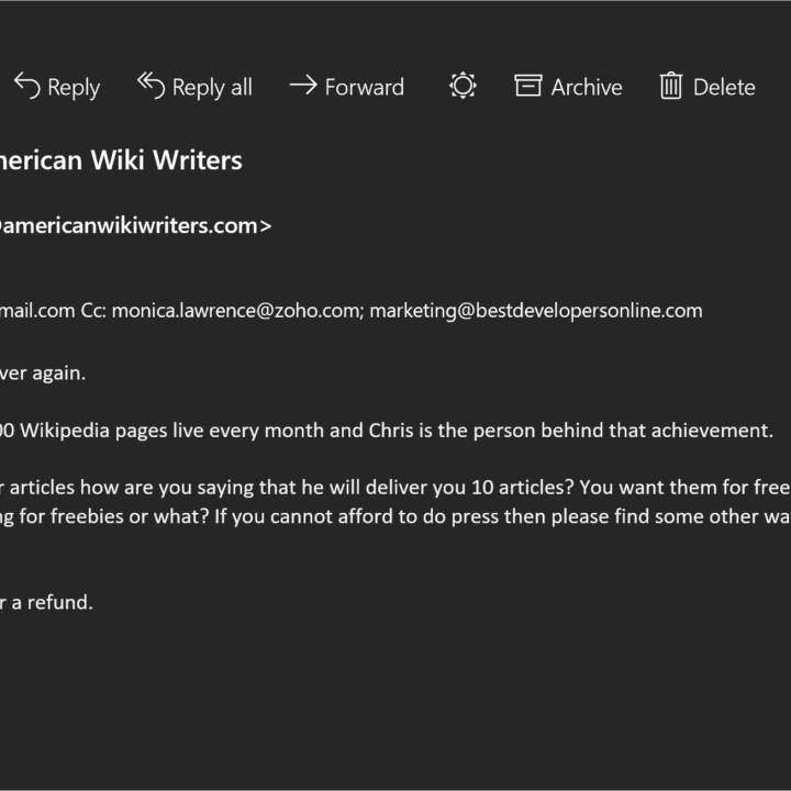 americanwikiwriters.com 1 star review on 25th March 2023