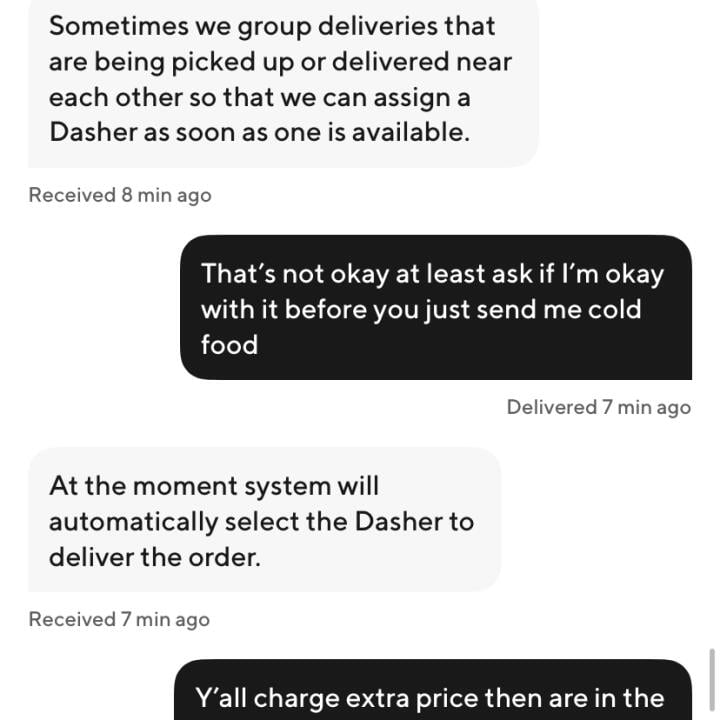 DoorDash 1 star review on 31st March 2024
