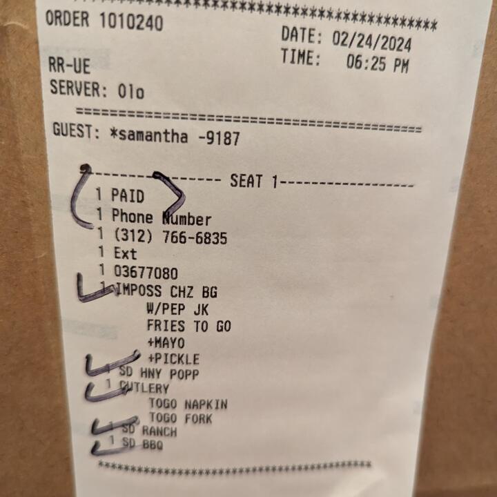 DoorDash 1 star review on 2nd March 2024