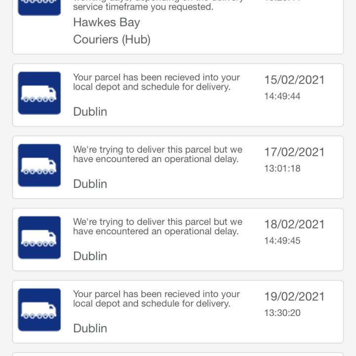 Fastway Couriers Ireland 1 star review on 24th February 2021