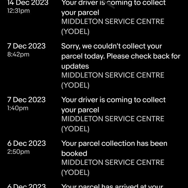Yodel 1 star review on 15th December 2023