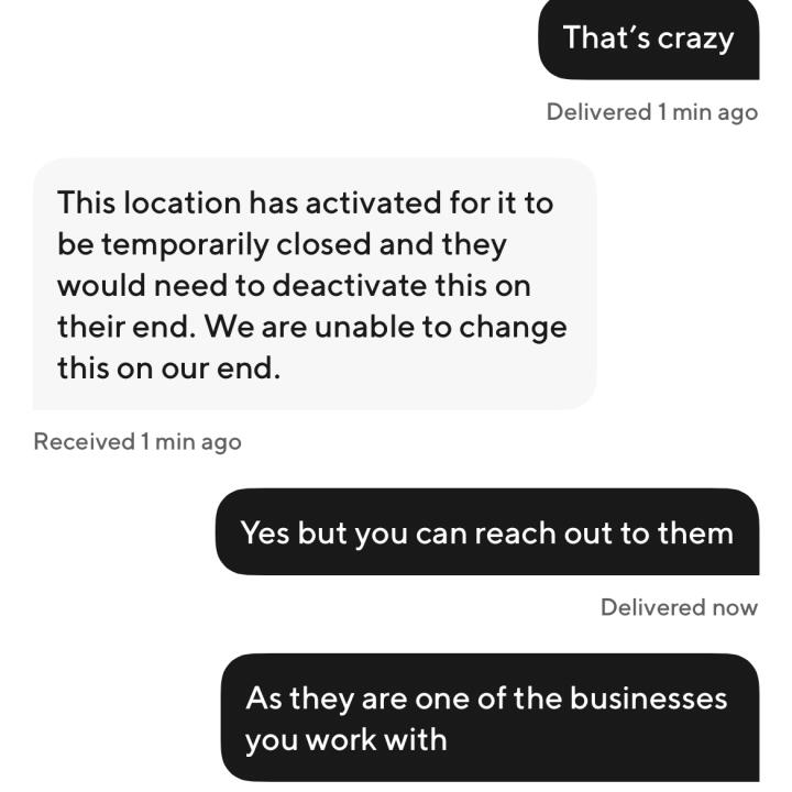 DoorDash 1 star review on 9th March 2024