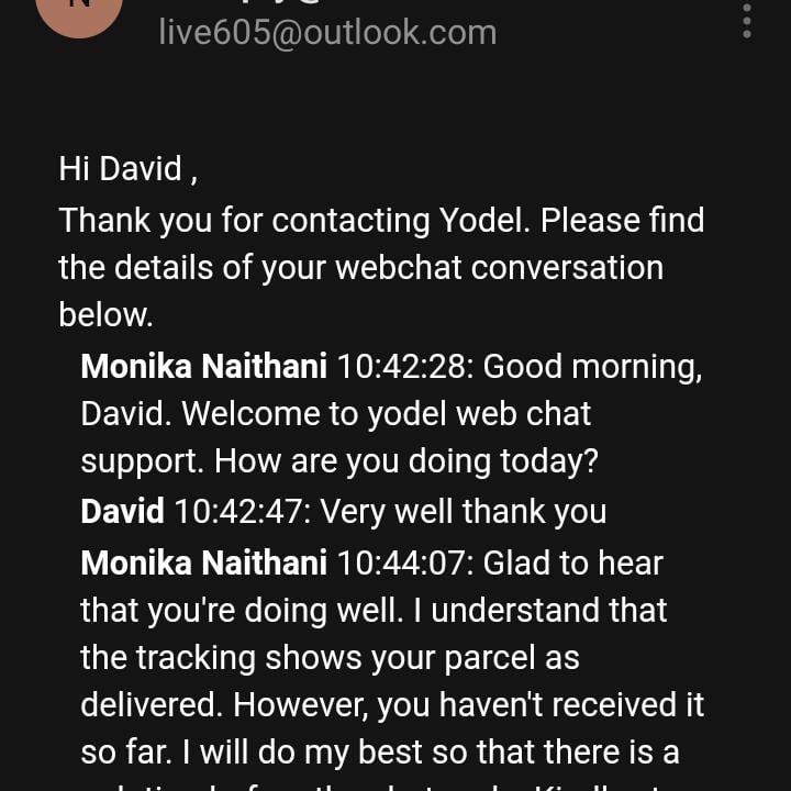 Yodel 1 star review on 4th January 2023