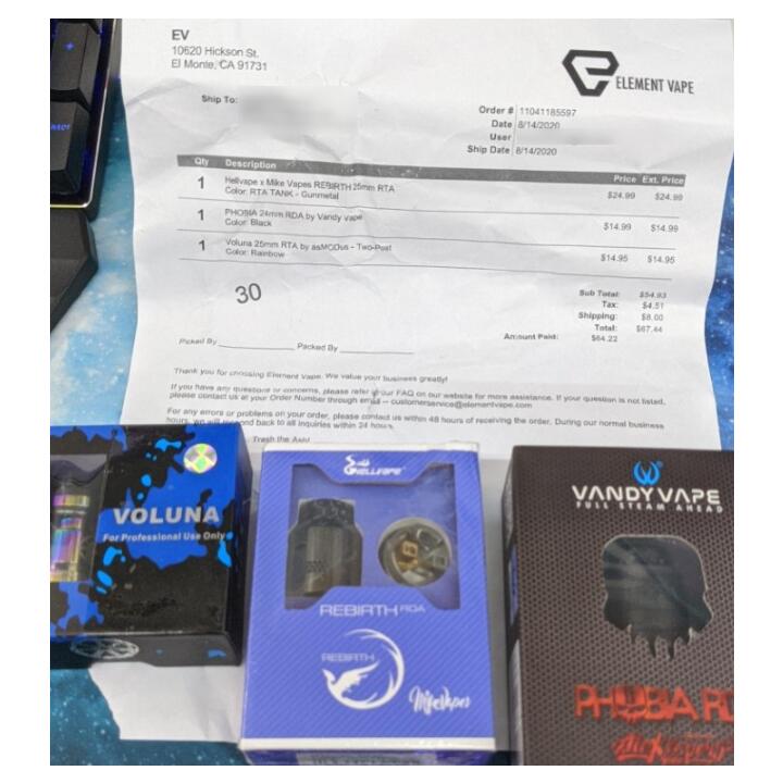 Element Vape 1 star review on 18th August 2020