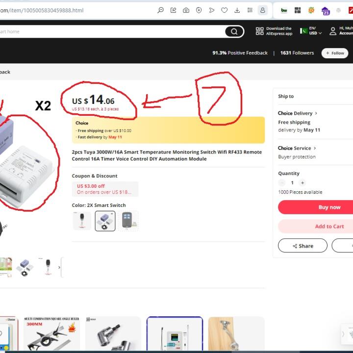 Aliexpress 1 star review on 24th April 2024