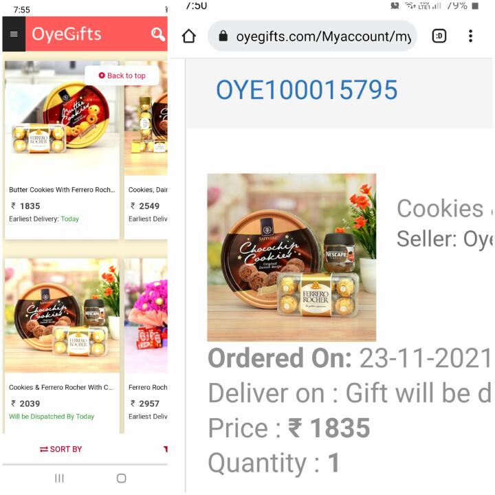 oyegifts 1 star review on 23rd November 2021