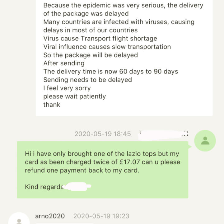 DHgate.com 1 star review on 23rd May 2020