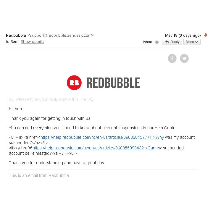 Redbubble 1 star review on 23rd May 2021