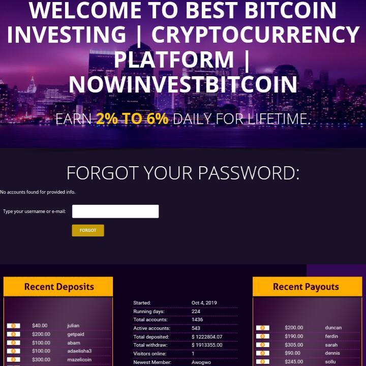nowinvestbitcoin.com 1 star review on 19th May 2020