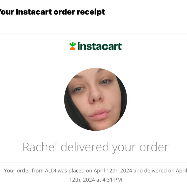 Instacart 1 star review on 13th April 2024