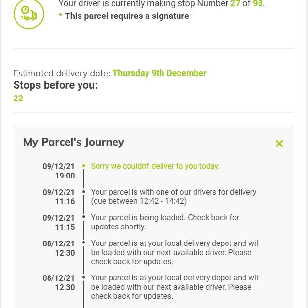 Yodel 1 star review on 9th December 2021