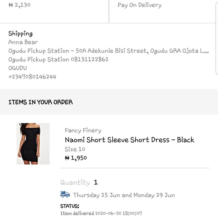 JUMIA 2 star review on 10th July 2020