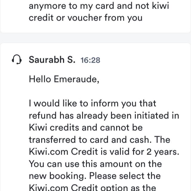 Kiwi.com 1 star review on 8th October 2021
