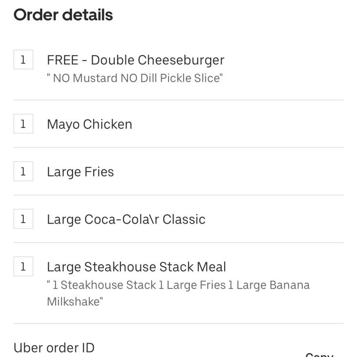 UberEATS 1 star review on 15th January 2024