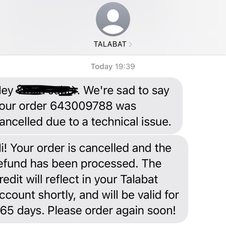 Talabat 1 star review on 1st January 2022