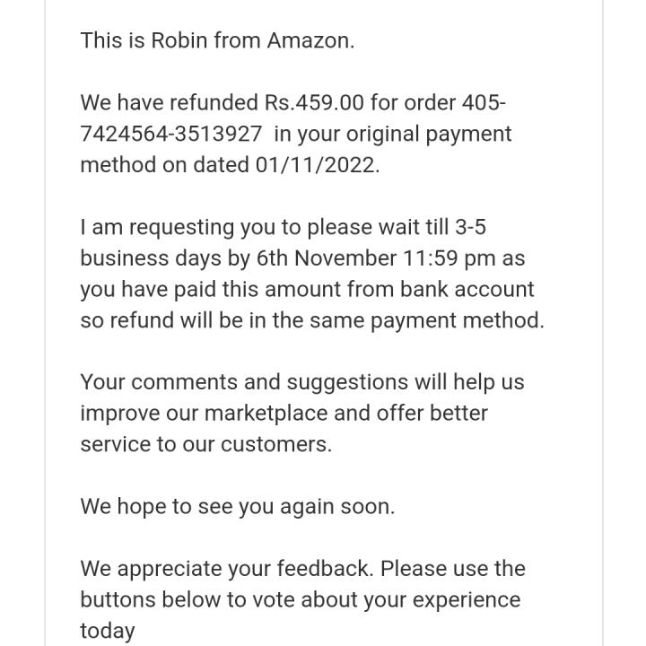 Amazon India 1 star review on 7th November 2022