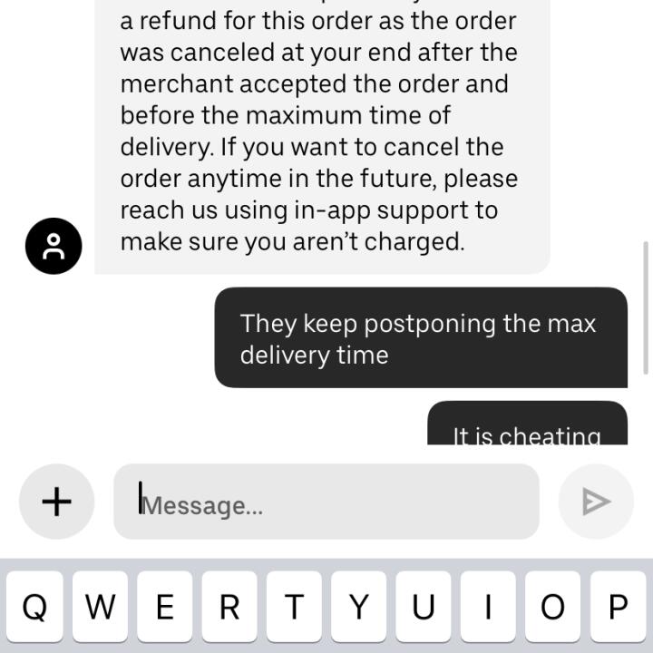 UberEATS 1 star review on 3rd January 2024