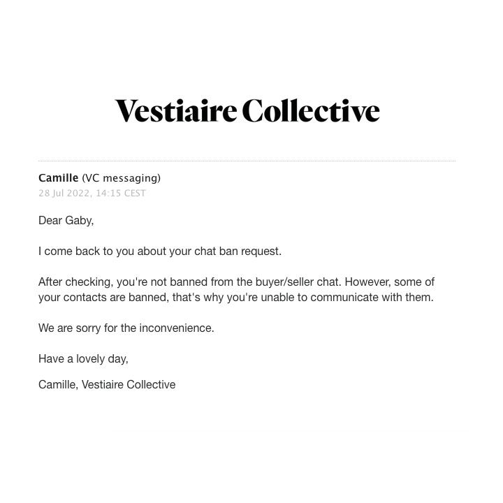 Vestiaire Collective 1 star review on 28th July 2022