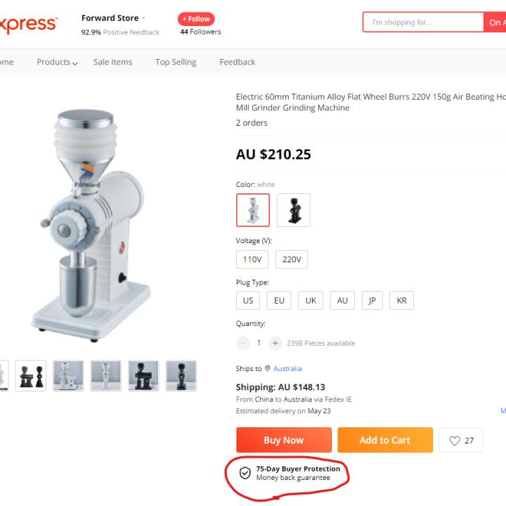 Aliexpress 1 star review on 12th May 2022