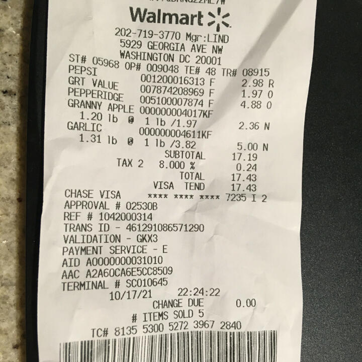Walmart 1 star review on 29th November 2021