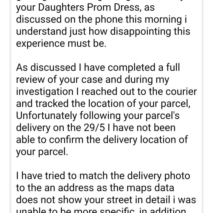 millybridal 1 star review on 7th July 2021
