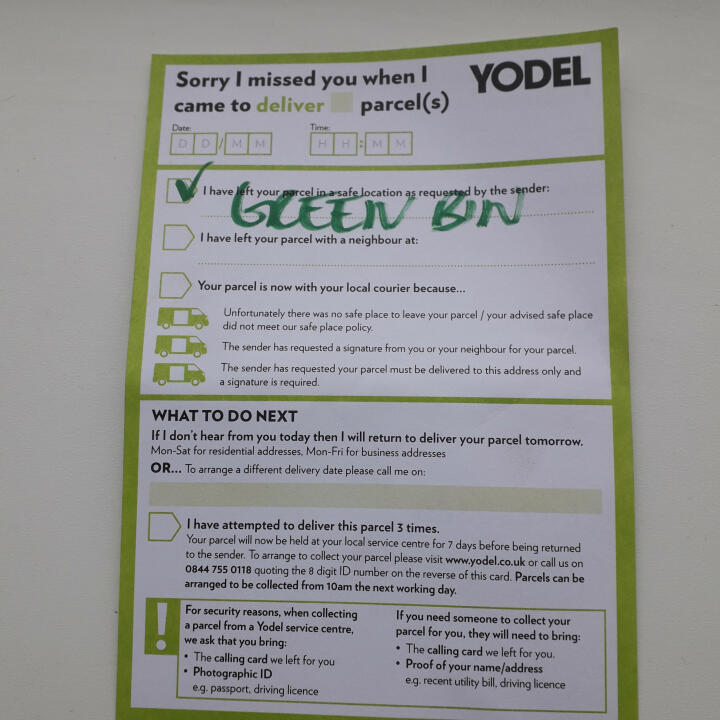 Yodel 1 star review on 16th October 2021