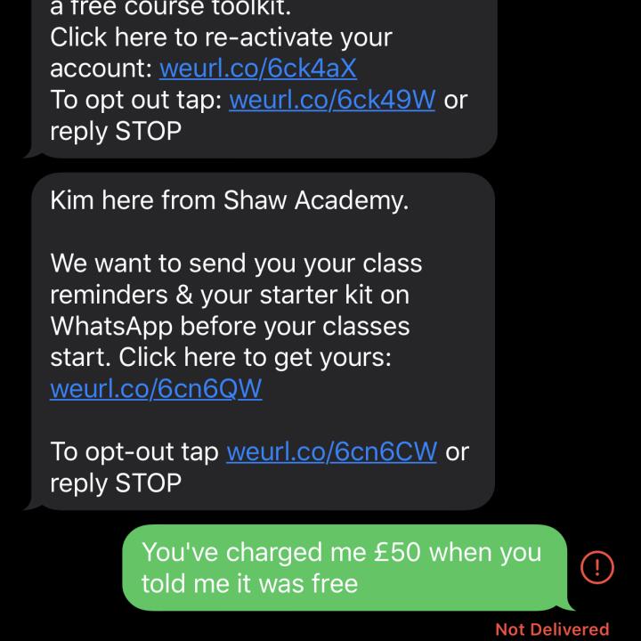 Shaw Academy 1 star review on 19th August 2020