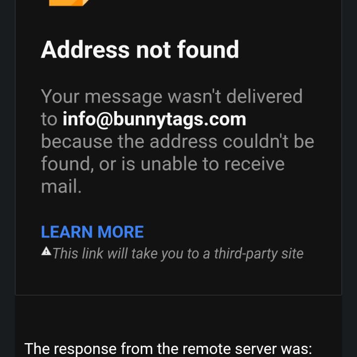 Bunnytags 1 star review on 28th July 2022
