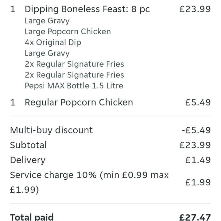 Just Eat UK 1 star review on 22nd March 2024