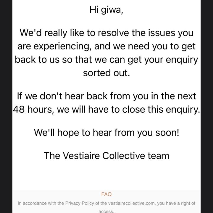 Vestiaire Collective 1 star review on 7th May 2022