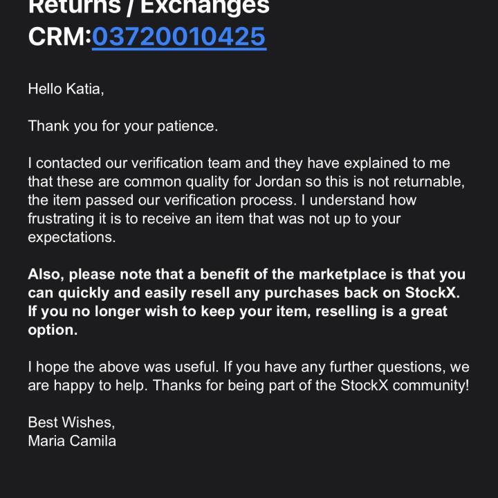 StockX 1 star review on 19th January 2023