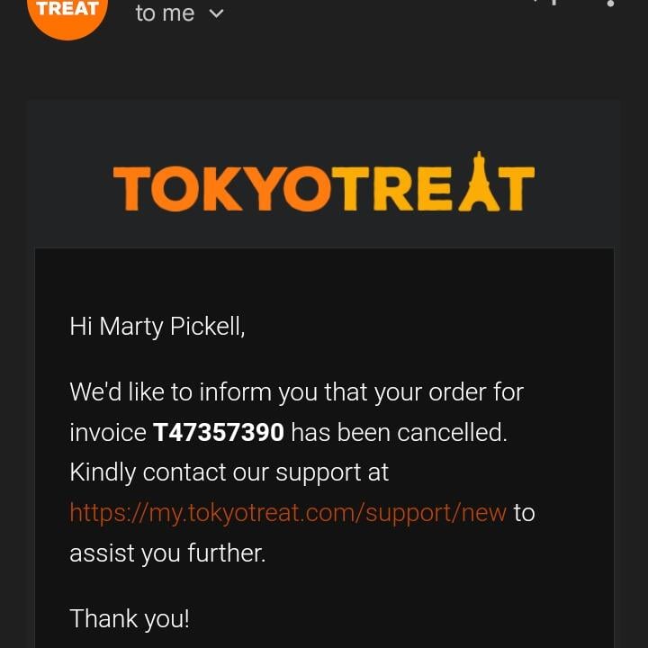 TokyoTreat 1 star review on 24th May 2022