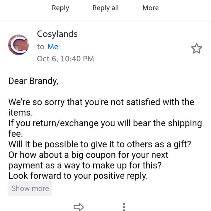 www.cosysandals.com 1 star review on 16th October 2022