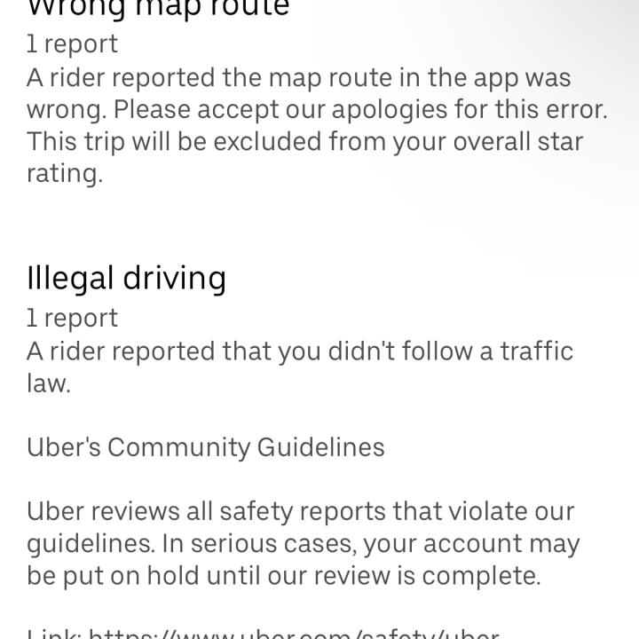 Uber Support 1 star review on 30th March 2024