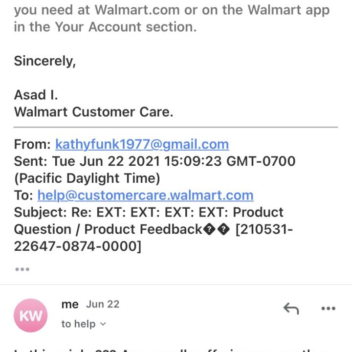 Walmart 1 star review on 7th July 2021