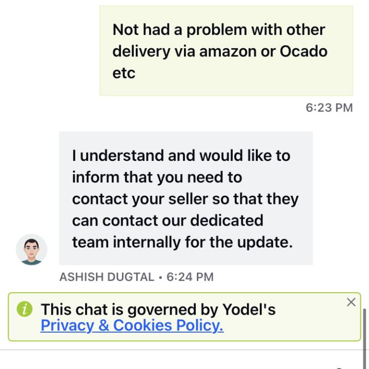 Yodel 1 star review on 9th August 2023
