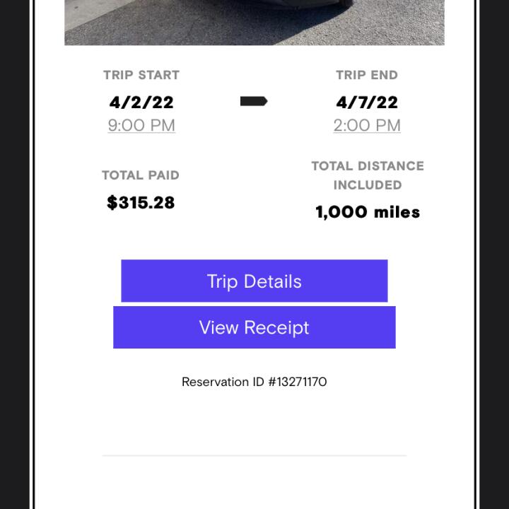 Turo 1 star review on 8th April 2022