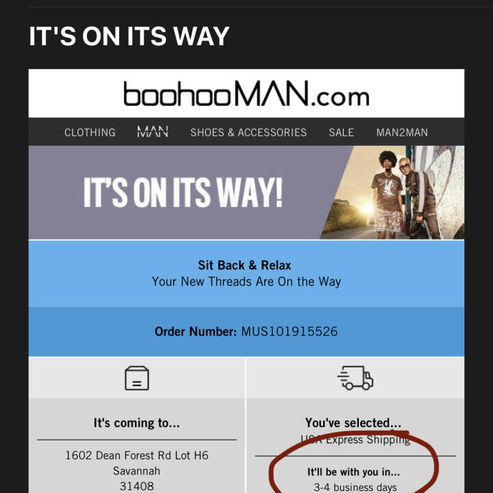 boohooMAN 2 star review on 6th April 2021