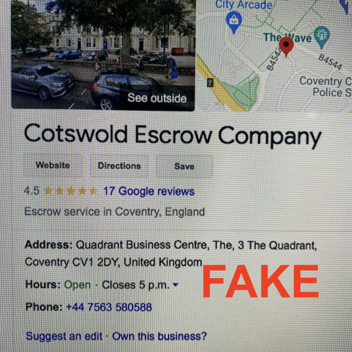 www.cotswoldescrow.co.uk 1 star review on 3rd February 2022