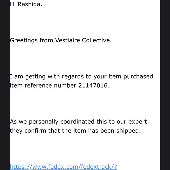 Vestiaire Collective 1 star review on 7th May 2022