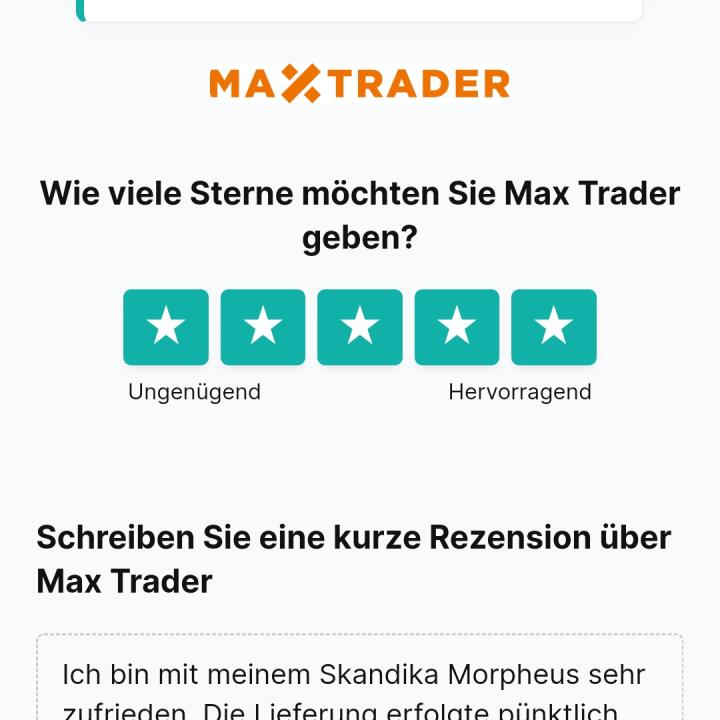 Max Trader 5 star review on 22nd April 2024