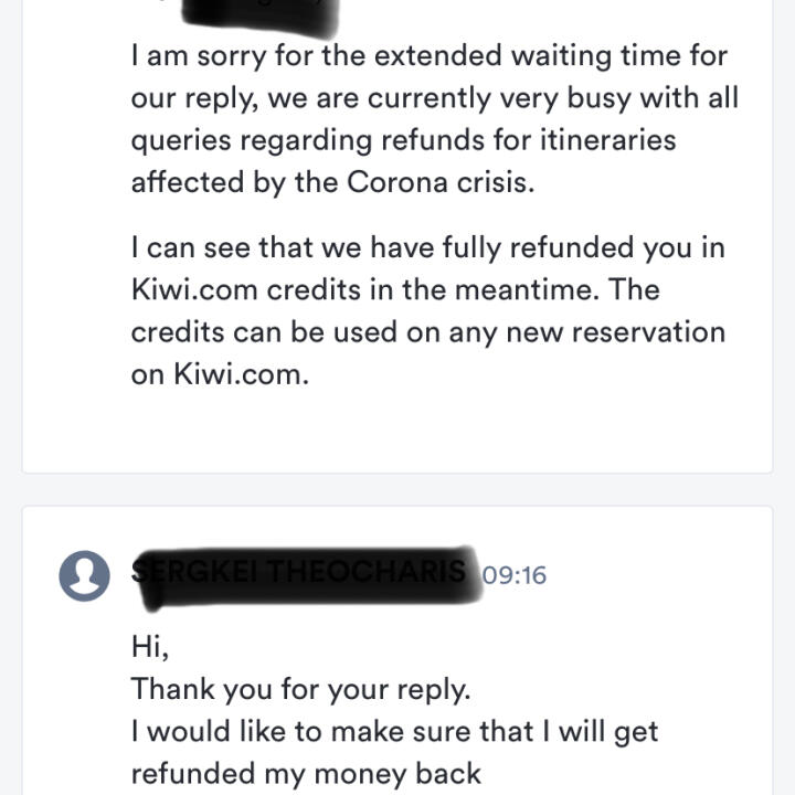 Kiwi.com 1 star review on 31st May 2021