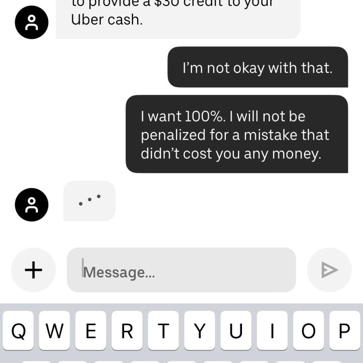 UberEATS 1 star review on 20th April 2024