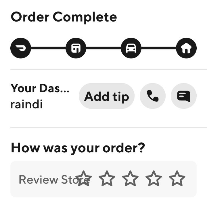 DoorDash 1 star review on 23rd March 2024