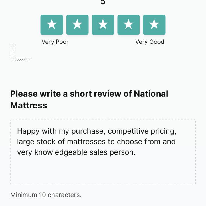 National Mattress 5 star review on 24th March 2024