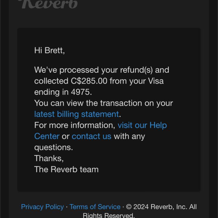 Reverb.com 1 star review on 27th February 2024